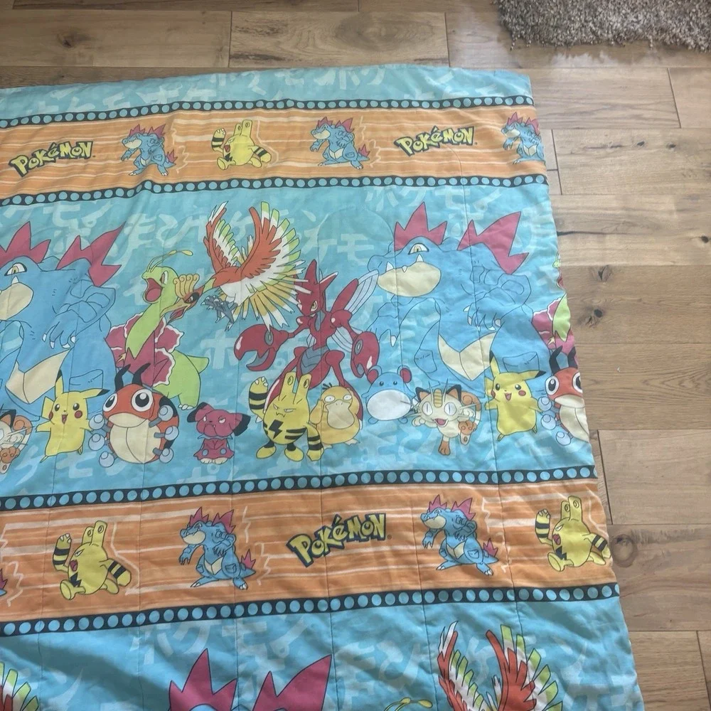 Vintage 1998 Pokemon Bed Comforter Blanket Nintendo Rare Video Game 86x58 RARE